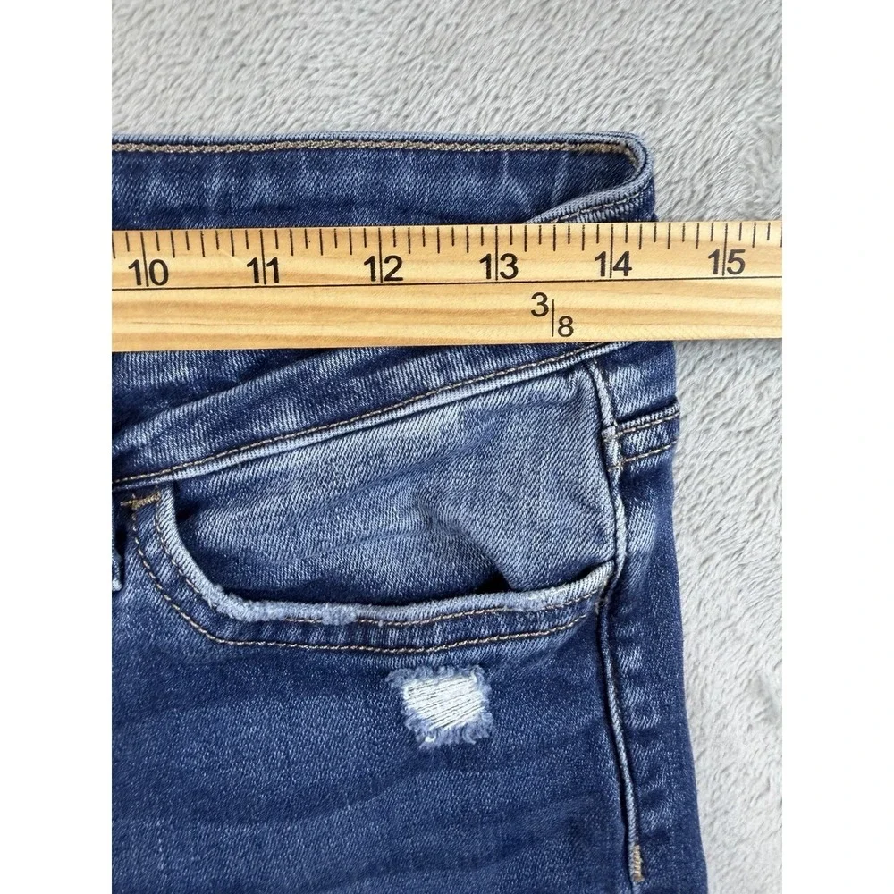 Flying‎ Monkey Jeans Womens 27 Blue Straight Leg Raw Hem Stretch Distressed